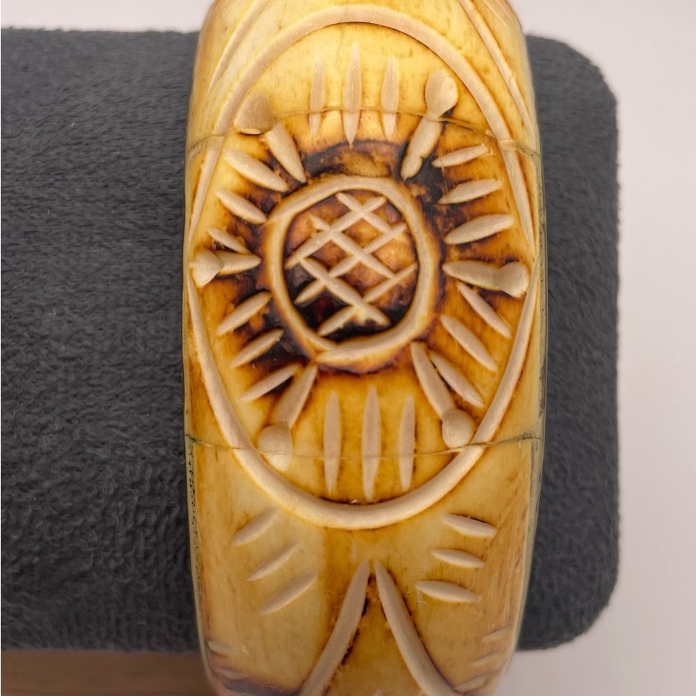 Artisan Carved Tan Bracelet